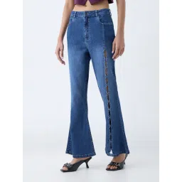 nuon women Nuon by Westside Blue Cut-Out Detailed Mid-Rise Bootcut Jeans-picture-38