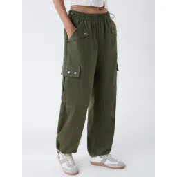 nuon women Nuon by Westside Green Cargo-Style High-Rise Cotton Joggers-picture-14