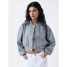 nuon women Nuon by Westside Grey Embroidered Varsity Jacket-picture-11