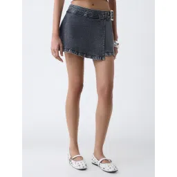 nuon women Nuon by Westside Grey Faded High-Rise Denim Skorts-picture-24