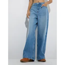 nuon women Nuon by Westside Light Blue Faded Relaxed Fit Mid-Rise Jeans-picture-42