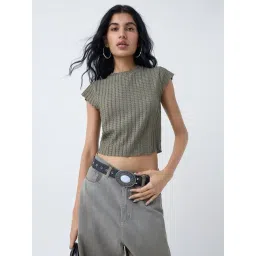 nuon women Nuon by Westside Light Olive Textured Top-picture-37