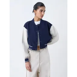 nuon women Nuon by Westside Navy Colour-Blocked Faux Suede Jacket-picture-22