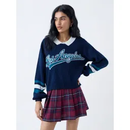 nuon women Nuon by Westside Navy Text Detailed Sweater-picture-17