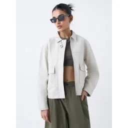 nuon women Nuon by Westside Off-White Solid Faux-Leather Jacket-picture-20