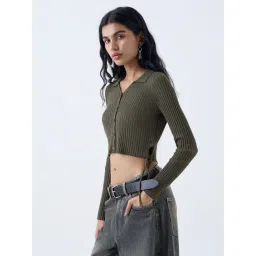 nuon women Nuon by Westside Olive Self-Striped Top-picture-41