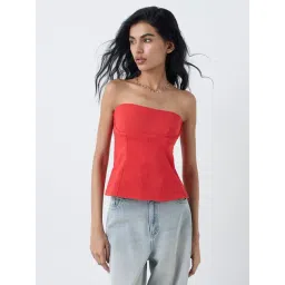 nuon women Nuon by Westside Red Solid Cotton-Blend Tube Top-picture-29