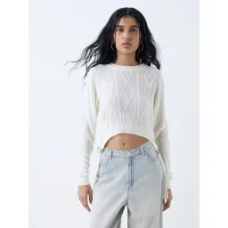 nuon women Nuon by Westside White Cable-Knitted Sweater-picture-26