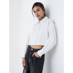 nuon women Nuon by Westside White Embellished Cotton Shirt-picture-30