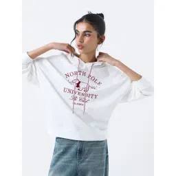 nuon women Nuon by Westside White Embroidered Cotton Hoodie-picture-23