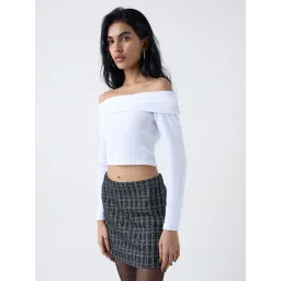 nuon women Nuon by Westside White Off-Shoulder Ribbed Cotton-Blend Top-picture-42