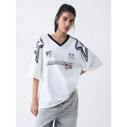 nuon women Nuon by Westside White Racer-Inspired Cotton-Blend T-Shirt-picture-24