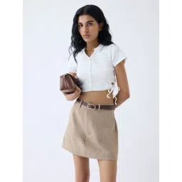 nuon women Nuon by Westside White Ribbed-Textured Cotton-Blend Top-picture-32