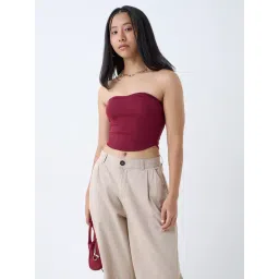 nuon women Nuon by Westside Wine Ribbed Cotton-Blend Tube Top-picture-27