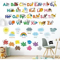 Nursery Wall Sticker, Baby Kids Learning Education, Pre School and Kindergarten Alphabets Wall Sticker, Childrens Room (Cute Cartoon, 45Cm x 60 cm)-picture-11
