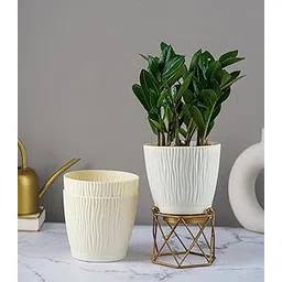 Nurturing Green® Set of 3 Self Watering Pots for Home, Decor & Garden | Flower Pots, Planters for Indoor Plants | Plastic Pots for Living Room (Color: Ivory, Size: 14cm x 12.5cm Each)-picture-19