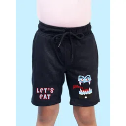 NUSYL Black Let's eat Text Printed Shorts-picture-33
