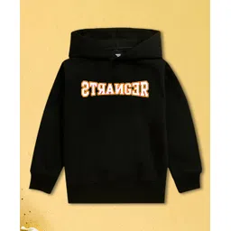 NUSYL Boy'S Fleece Stranger Text Printed Hoodie -Black-picture-13