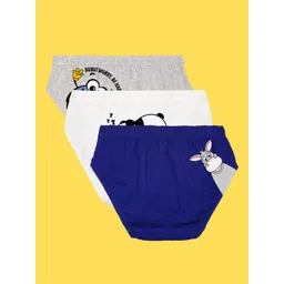 NUSYL Boys Pack Of 3 Graphic Printed Pure Cotton Basic Briefs-picture-25