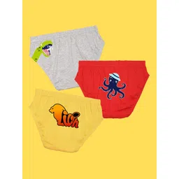 NUSYL Boys Pack of 3 Grey,Red,Yellow Printed Briefs-picture-35