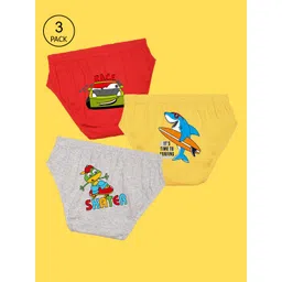 NUSYL Boys Pack of 3 Red,Yellow,Grey Printed Briefs-picture-31
