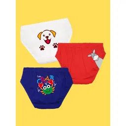 NUSYL Boys Pack of 3 White, Red & Royal Blue Printed Briefs-picture-27