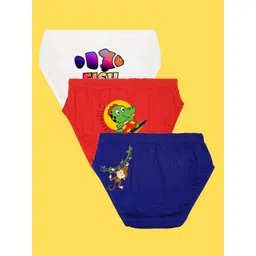 NUSYL Boys Pack of 3 White,Red, Blue Printed Briefs-picture-20
