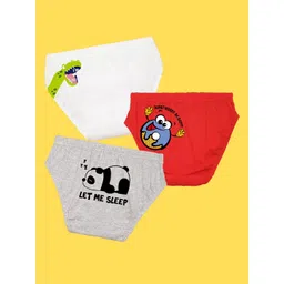 NUSYL Boys Pack of 3 White,Red,Grey Printed Briefs-picture-18