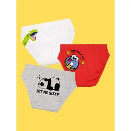 NUSYL Boys Pack of 3 White,Red,Grey Printed Briefs-picture-23