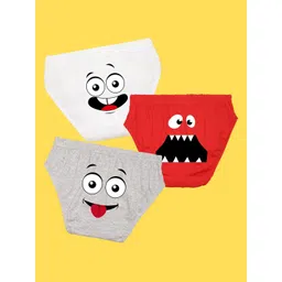 NUSYL Boys Pack of 3 White,Red,Grey Printed Briefs-picture-18