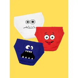 NUSYL Boys Pack Of 3 White,Red,Royal Blue Printed Briefs-picture-22