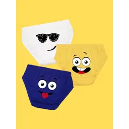 NUSYL Boys Pack of 3 White,Yellow,Blue Printed Briefs-picture-38