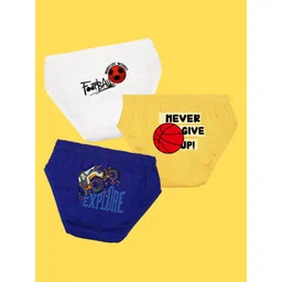 NUSYL Boys Pack of 3 White,Yellow,Blue Printed Briefs-picture-17