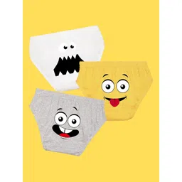 NUSYL Boys Pack Of 3 White,Yellow,Grey Printed Briefs-picture-31