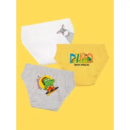 NUSYL Boys Pack Of 3 White,Yellow,Grey Printed Briefs-picture-56