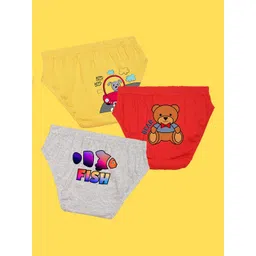 NUSYL Boys Pack Of 3 Yellow,Red,Grey Printed Briefs-picture-38