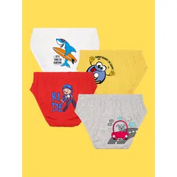 NUSYL Boys Pack Of 4 Printed Cotton Anti-bacterial Basic Brief-picture-57
