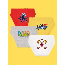 NUSYL Boys Pack Of 4 Printed Cotton Anti Bacterial Basic Brief-picture-54
