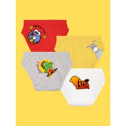 NUSYL Boys Pack Of 4 Printed Cotton Anti Bacterial Basic Briefs-picture-46