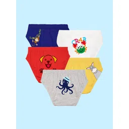 NUSYL Boys Pack Of 5 Graphic Printed Pure Cotton Basic Briefs NUBCBRFPO5.0001-picture-19