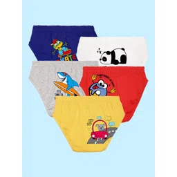 NUSYL Boys Pack Of 5 Printed Basic Briefs-picture-38