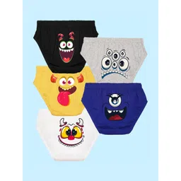 NUSYL Boys Pack Of 5 Printed Pure Cotton Basic Briefs NUBCBRFPO5.0043-picture-53