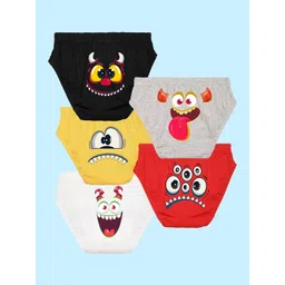 NUSYL Boys Pack Of 5 Printed Pure Cotton Basic Briefs NUBCBRFPO5.0044-picture-16