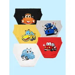 NUSYL Boys Pack Of 5 Printed Pure Cotton Basic Briefs NUBCBRFPO5.0050-picture-15