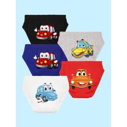 NUSYL Boys Pack Of 5 Printed Pure Cotton Basic Briefs NUBCBRFPO5.0055-picture-11