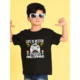 NUSYL Boys Typography Printed Oversized Round Neck T-shirt-picture-38