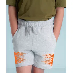 NUSYL Cotton Blend Flames Printed Shorts - Grey-picture-28