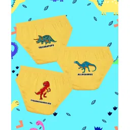 NUSYL Cotton Pack Of 3 Triceratops Printed Briefs - Yellow-picture-26