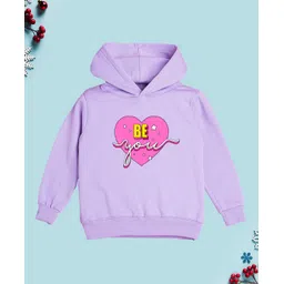 NUSYL Fleece Full Sleeves Be You Text Printed Hoodie - Lilac-picture-10