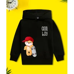NUSYL Fleece Full Sleeves Cool Boy Text Printed Hoodie- Black-picture-11